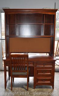 Classic Two Piece Desk with Hutch and Chair 